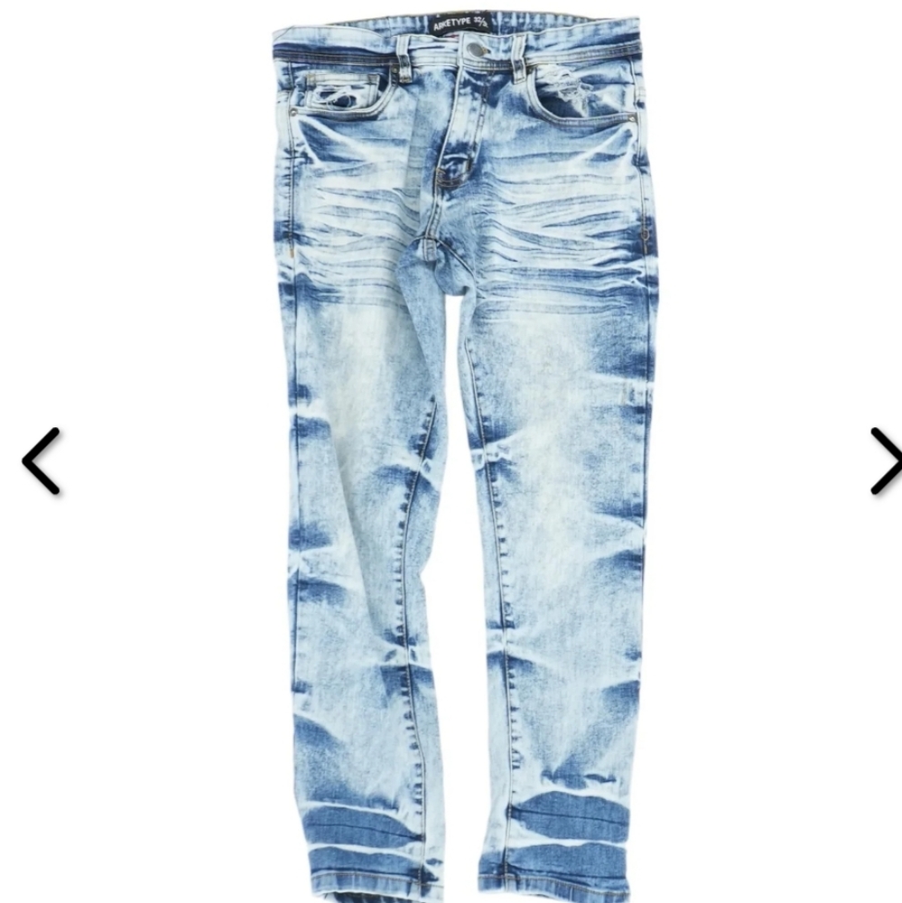 Mens Arketype Blue Tie Dye Distressed Straight Leg Jeans sz 32x32